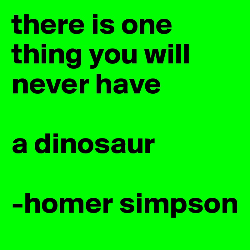 there is one thing you will never have

a dinosaur

-homer simpson