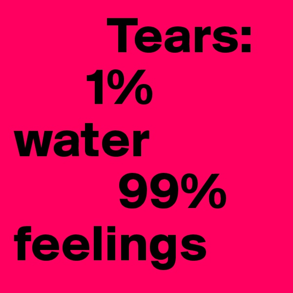          Tears:
       1% 
water 
          99% feelings