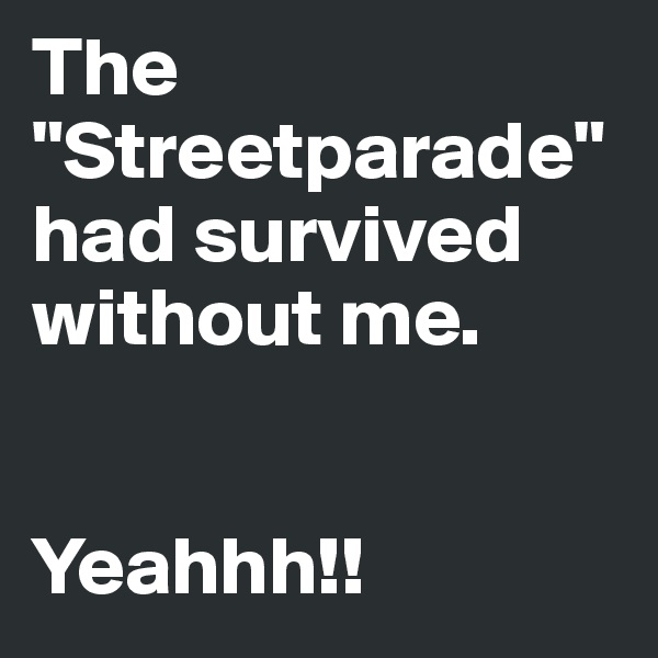 The "Streetparade" had survived without me.


Yeahhh!!