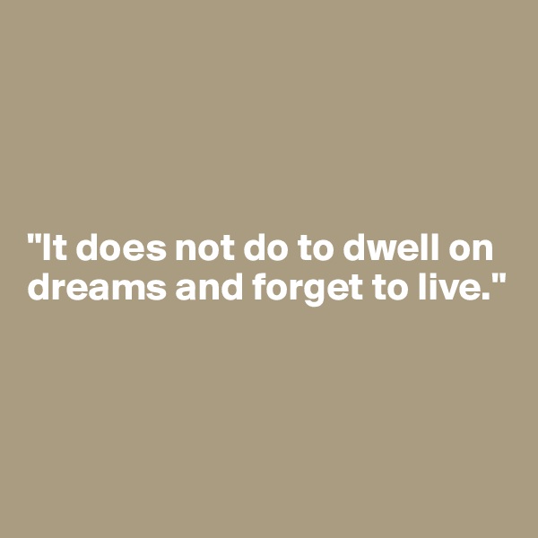 




"It does not do to dwell on dreams and forget to live."




