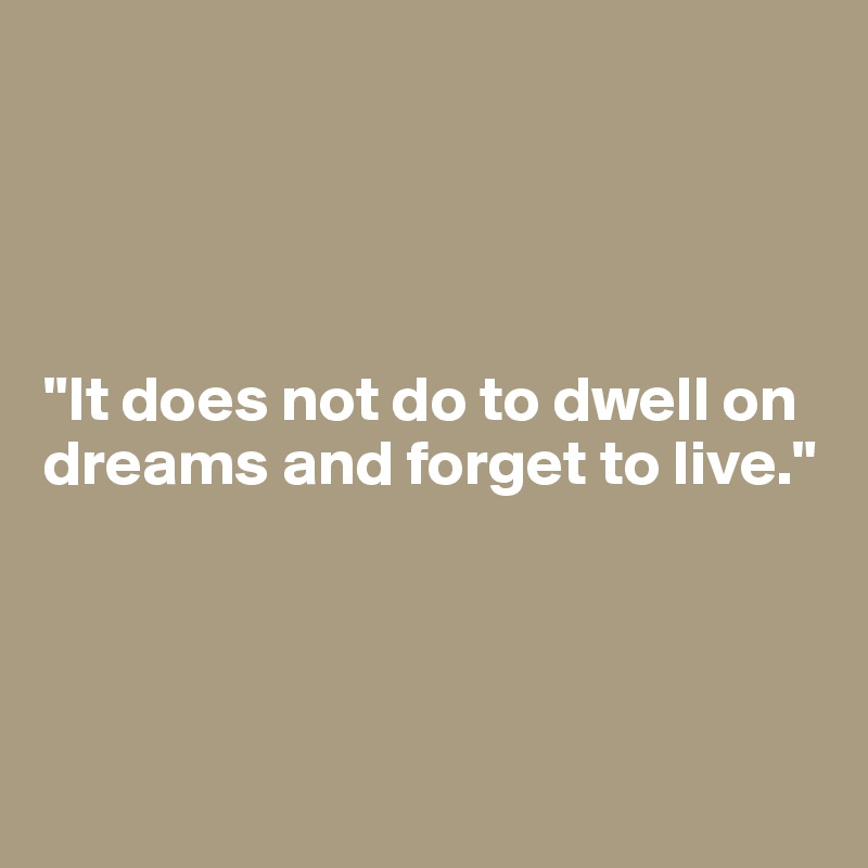 




"It does not do to dwell on dreams and forget to live."




