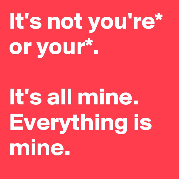 It's not you're* or your*.

It's all mine. Everything is mine.