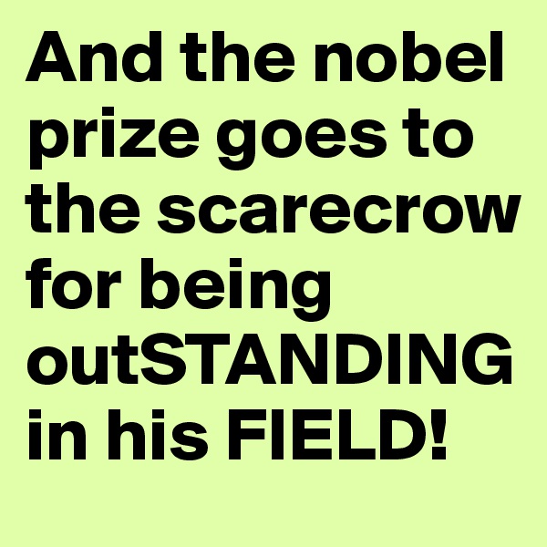 And the nobel prize goes to the scarecrow for being outSTANDINGin his FIELD!