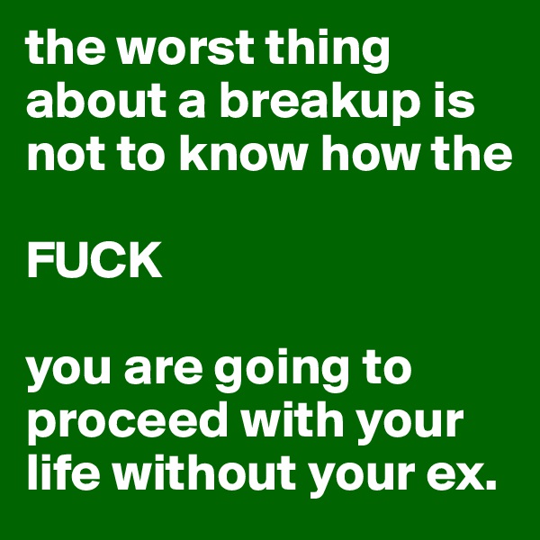 the worst thing about a breakup is not to know how the 

FUCK

you are going to proceed with your life without your ex.
