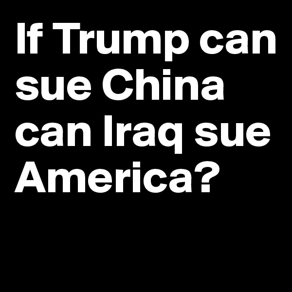 If Trump can sue China can Iraq sue America? 
