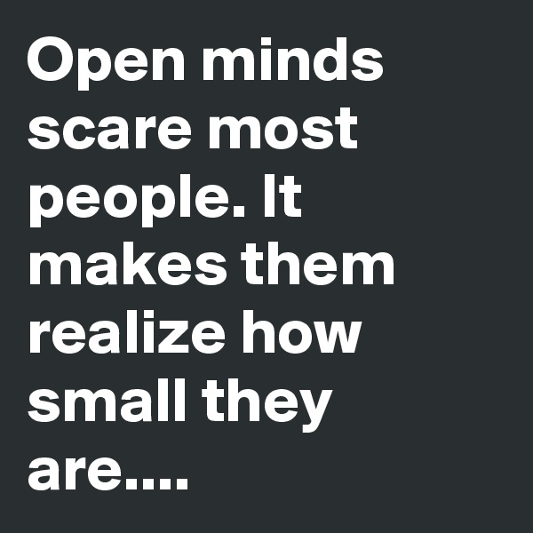 Open minds scare most people. It makes them realize how small they are....