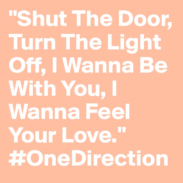 "Shut The Door, Turn The Light Off, I Wanna Be With You, I Wanna Feel Your Love."
#OneDirection