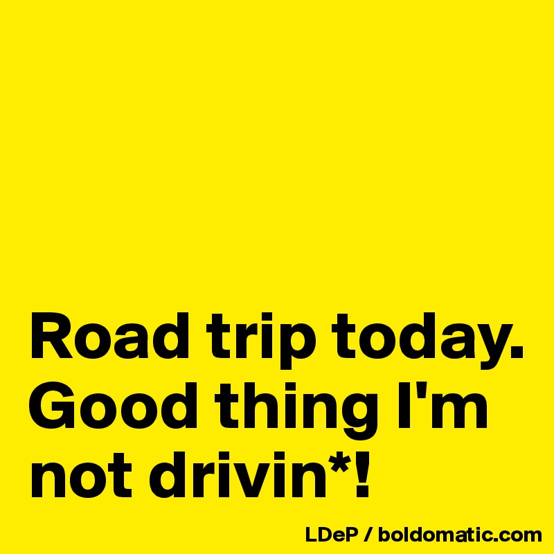 



Road trip today. Good thing I'm not drivin*!