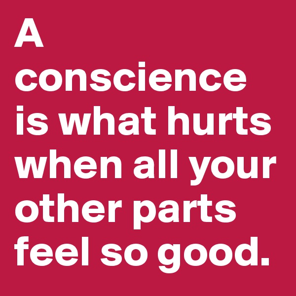 A conscience is what hurts when all your other parts feel so good.