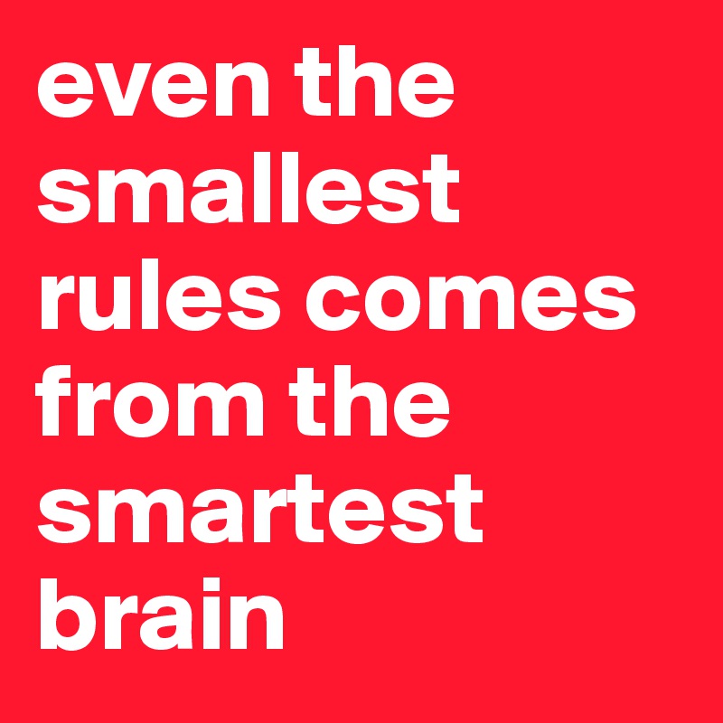 even the smallest rules comes from the smartest brain