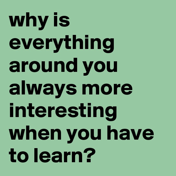 why is everything around you always more interesting when you have to learn?