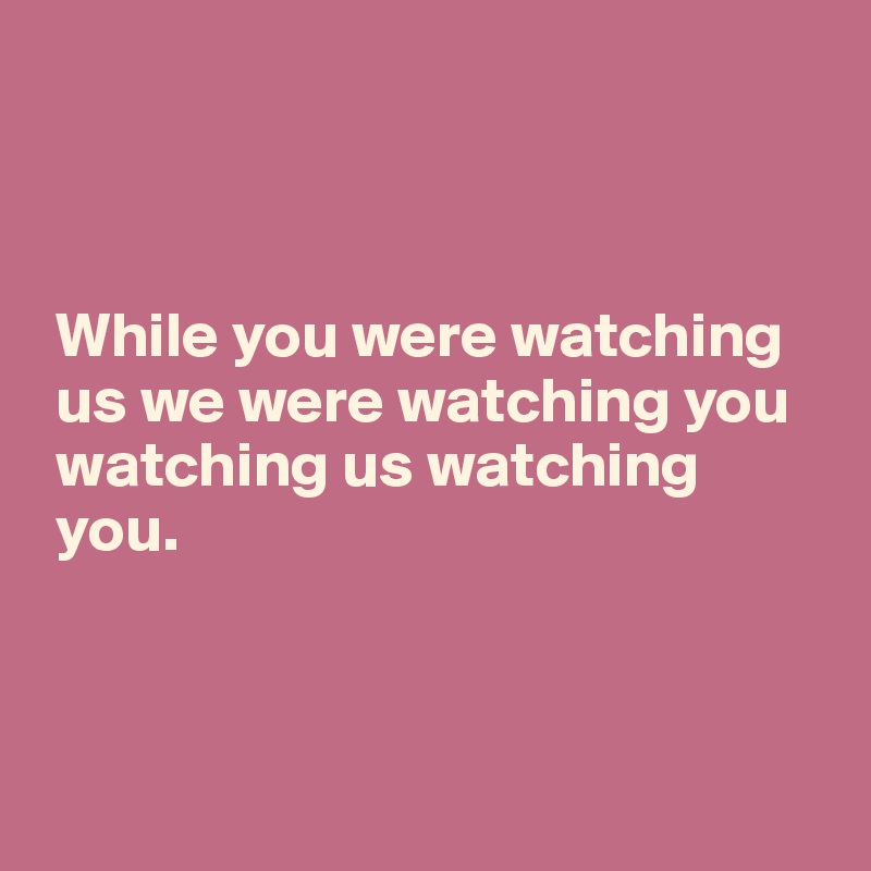 



 While you were watching 
 us we were watching you
 watching us watching 
 you.



