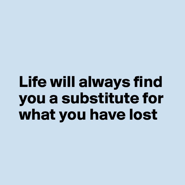 



   Life will always find    
   you a substitute for          
   what you have lost 


