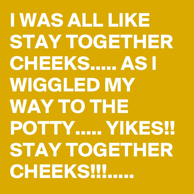 I WAS ALL LIKE STAY TOGETHER CHEEKS..... AS I WIGGLED MY WAY TO THE POTTY..... YIKES!! STAY TOGETHER CHEEKS!!!.....