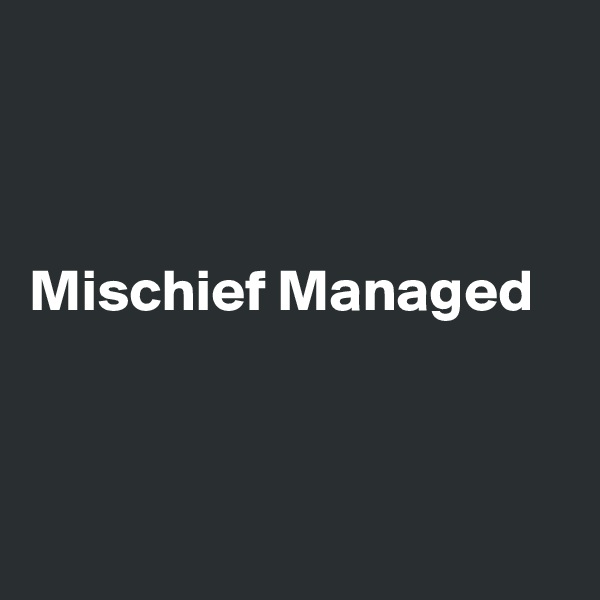 



Mischief Managed



