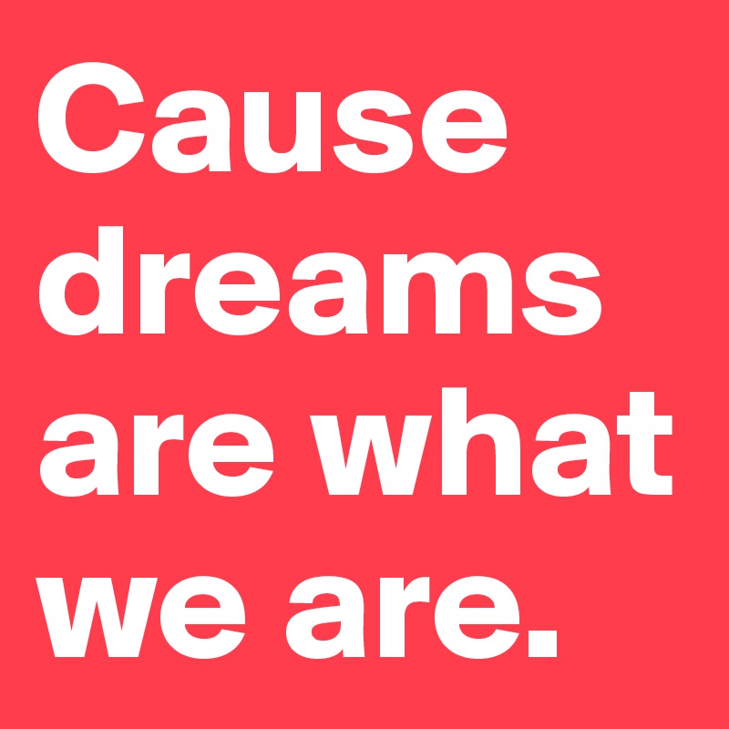 Cause dreams are what we are. 