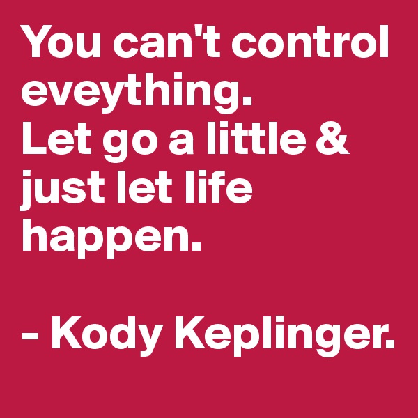 You can't control eveything. 
Let go a little & just let life happen.

- Kody Keplinger.
