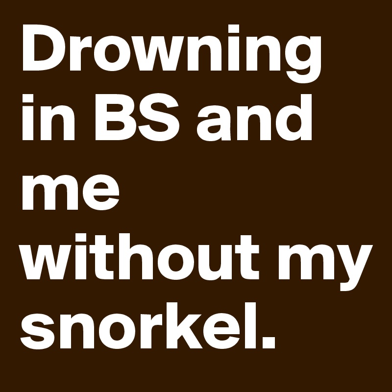 Drowning in BS and me without my snorkel.