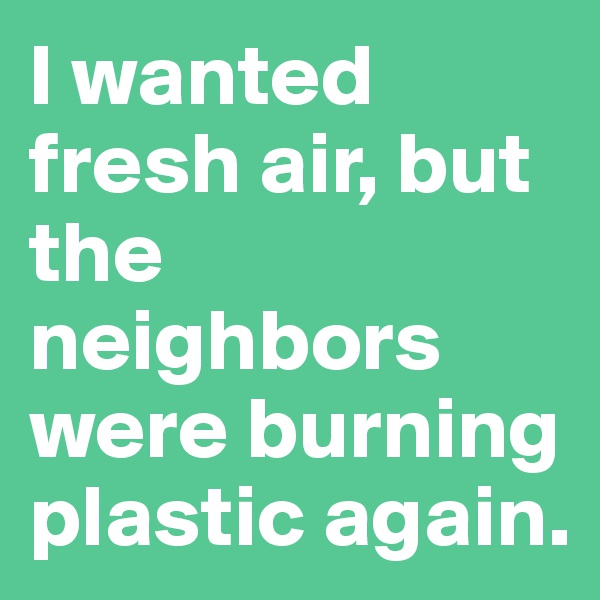 I wanted fresh air, but the neighbors were burning plastic again.