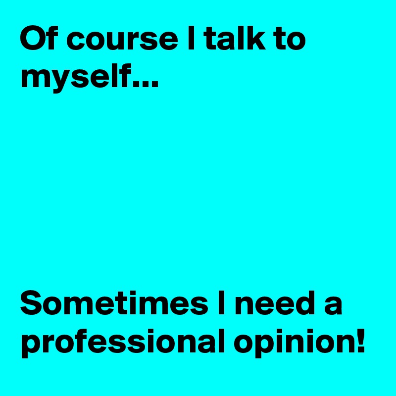Of course I talk to myself...





Sometimes I need a professional opinion!