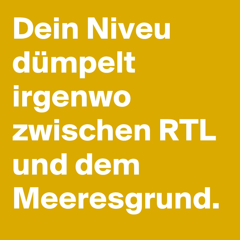 Dein Niveu dümpelt irgenwo zwischen RTL und dem Meeresgrund.