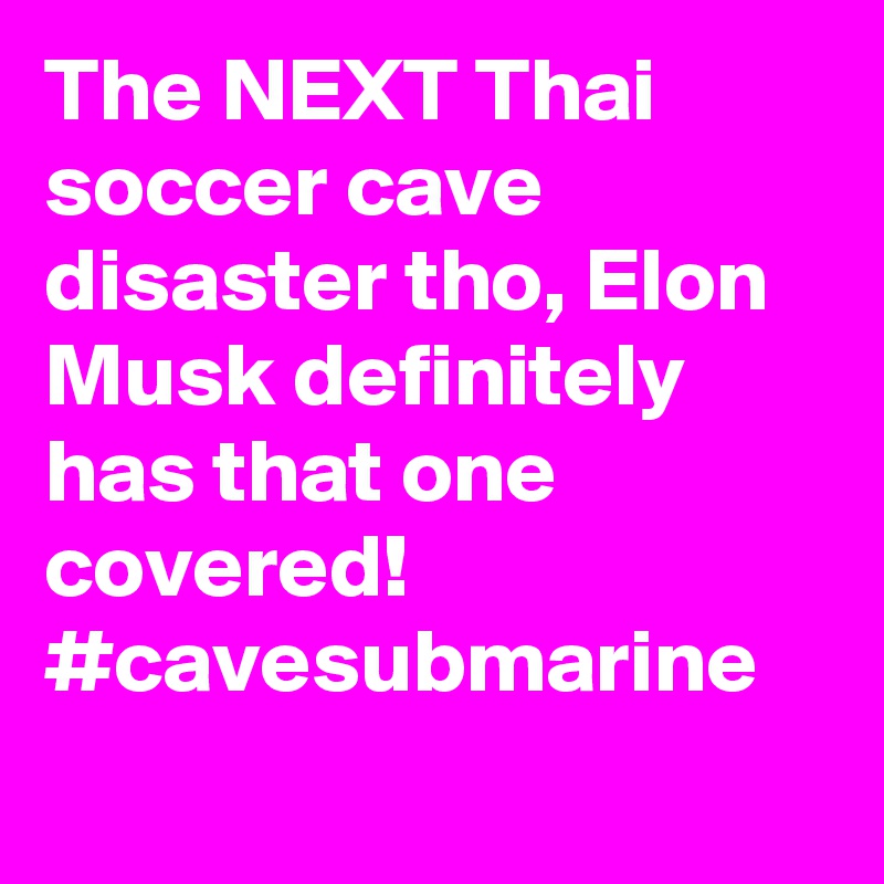 The NEXT Thai soccer cave disaster tho, Elon Musk definitely has that one covered! #cavesubmarine