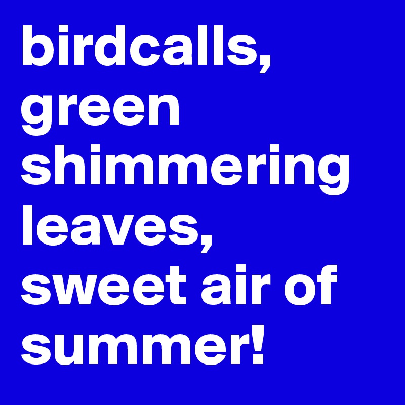 birdcalls, green shimmering leaves, sweet air of summer!