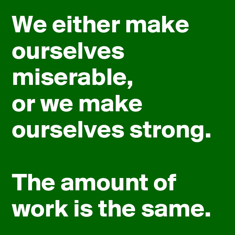 We either make ourselves miserable,
or we make ourselves strong.

The amount of work is the same.