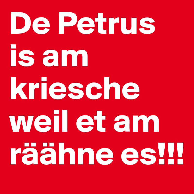 De Petrus is am kriesche weil et am räähne es!!!