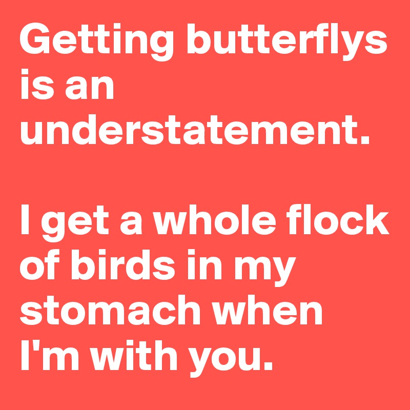 Getting butterflys is an understatement. 

I get a whole flock of birds in my stomach when I'm with you. 