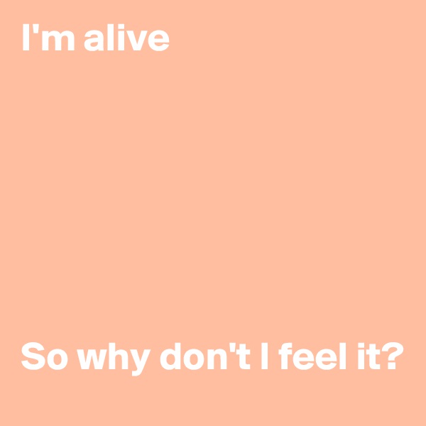 I'm alive







So why don't I feel it?