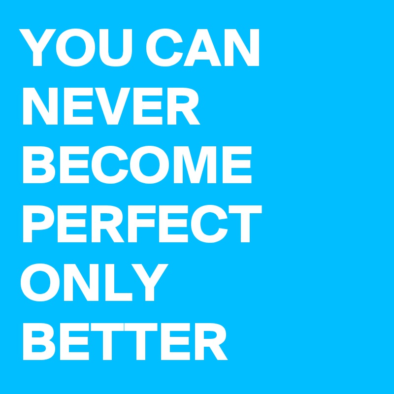 YOU CAN NEVER BECOME PERFECT  ONLY BETTER
