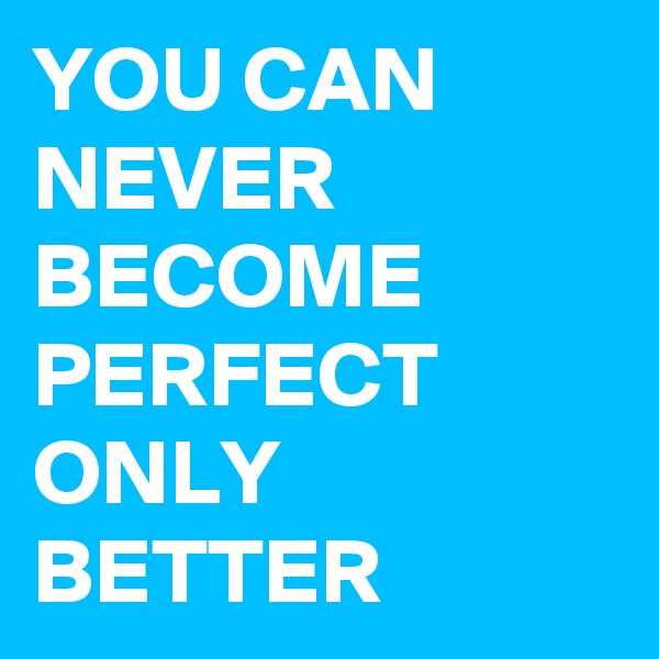 YOU CAN NEVER BECOME PERFECT  ONLY BETTER