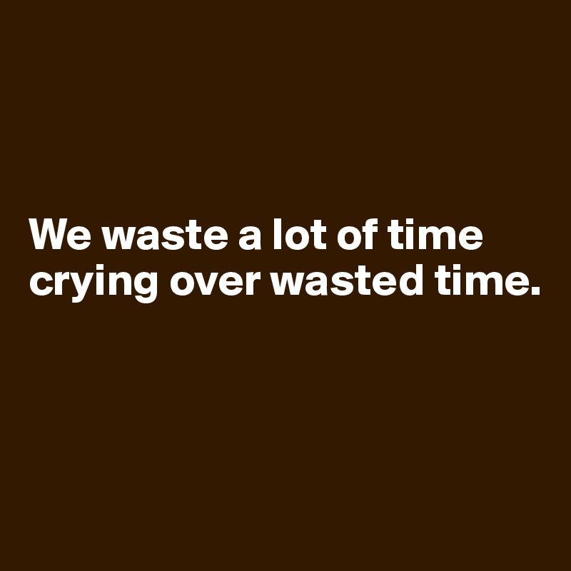 



We waste a lot of time crying over wasted time. 




