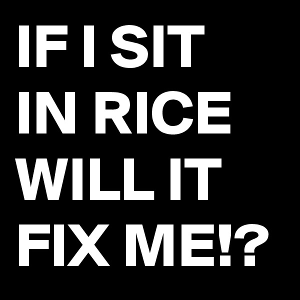 IF I SIT IN RICE WILL IT FIX ME!?