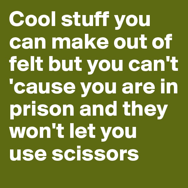Cool stuff you can make out of felt but you can't 'cause you are in prison and they won't let you use scissors