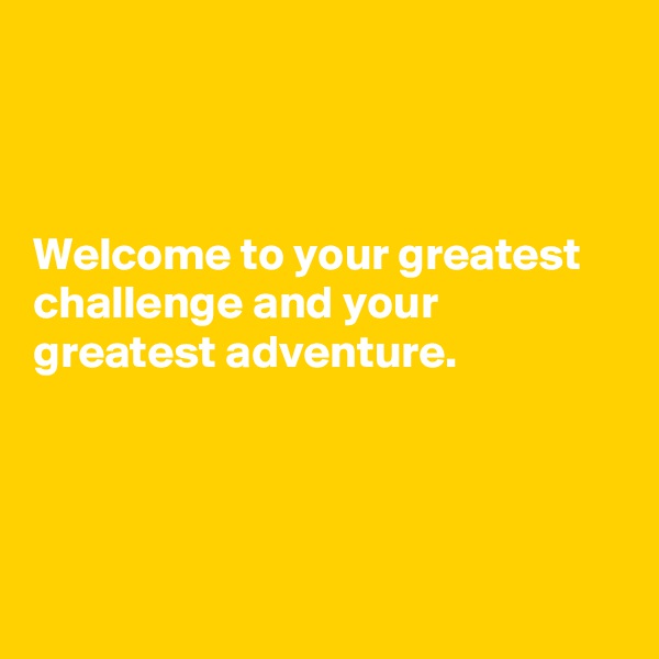 



Welcome to your greatest challenge and your greatest adventure.




