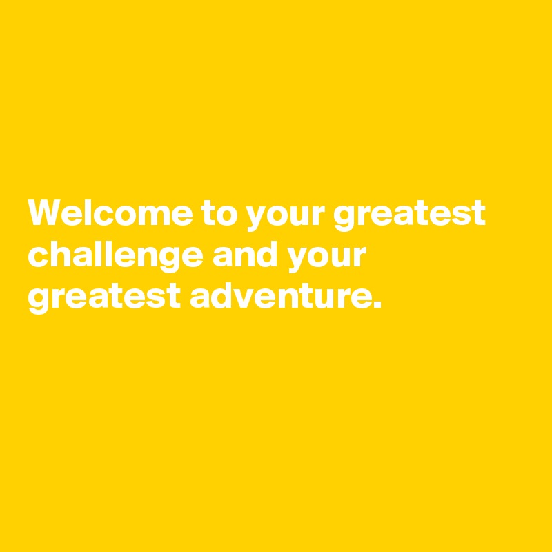 



Welcome to your greatest challenge and your greatest adventure.




