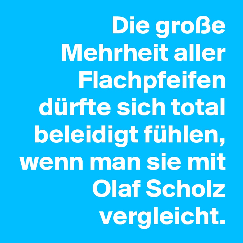 Die große Mehrheit aller Flachpfeifen dürfte sich total beleidigt fühlen, wenn man sie mit Olaf Scholz vergleicht.