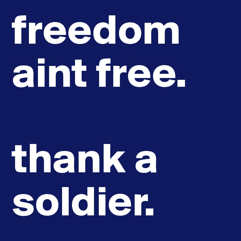 freedom aint free. 

thank a soldier. 