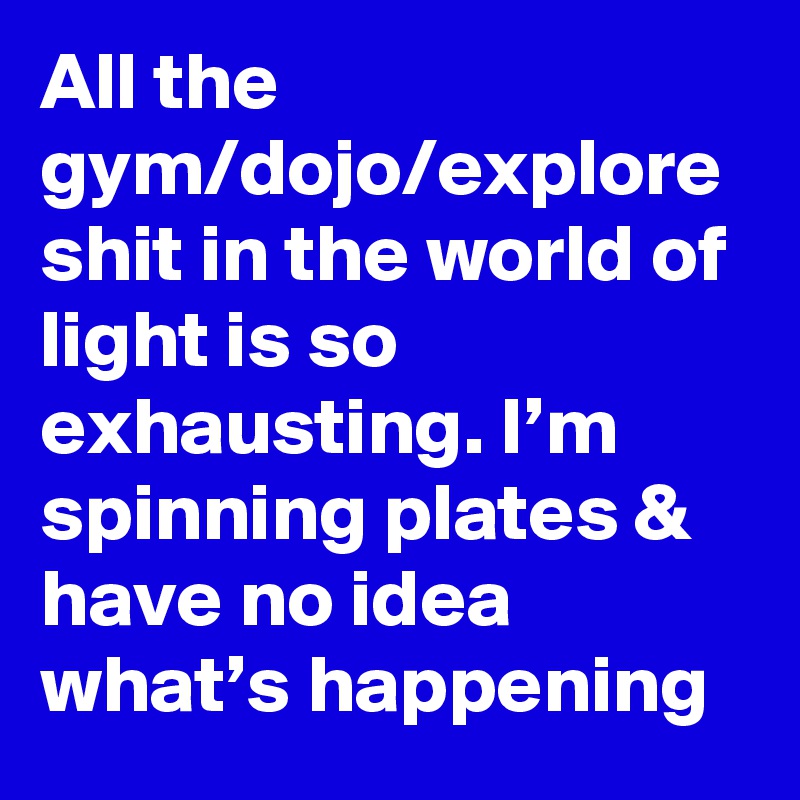 All the gym/dojo/explore shit in the world of light is so exhausting. I’m spinning plates & have no idea what’s happening