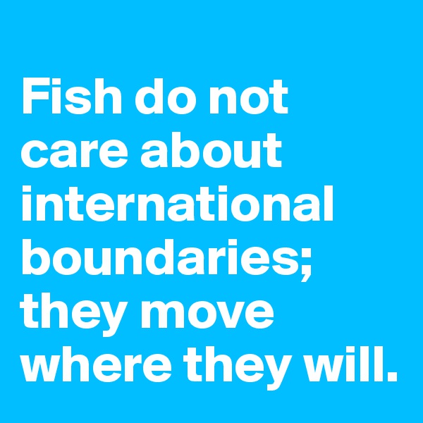 
Fish do not care about international boundaries; they move where they will.