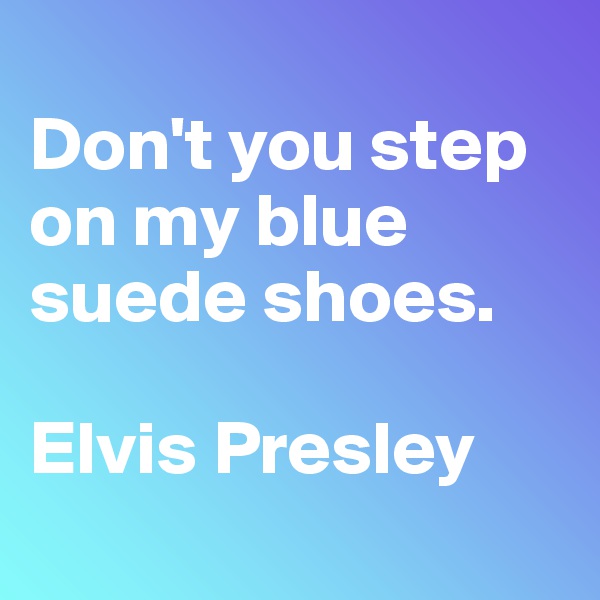 
Don't you step on my blue suede shoes.

Elvis Presley
