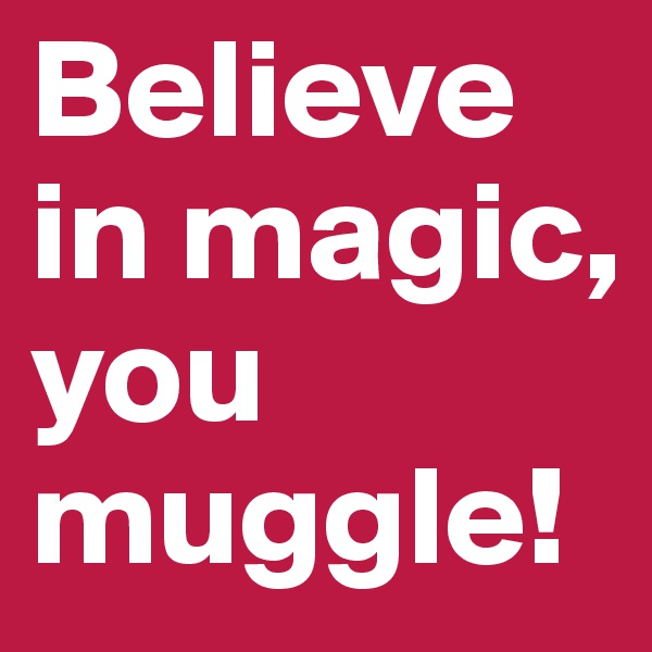 Believe in magic, you muggle!