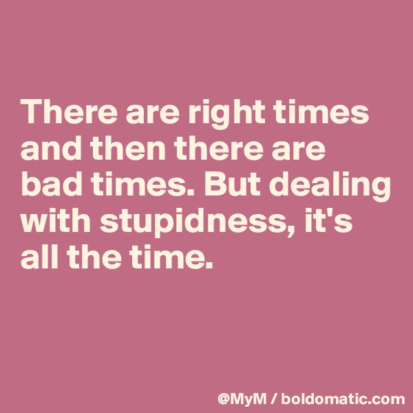 

There are right times and then there are bad times. But dealing with stupidness, it's all the time.


