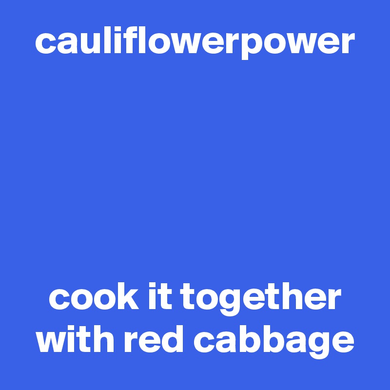  cauliflowerpower





 cook it together
 with red cabbage