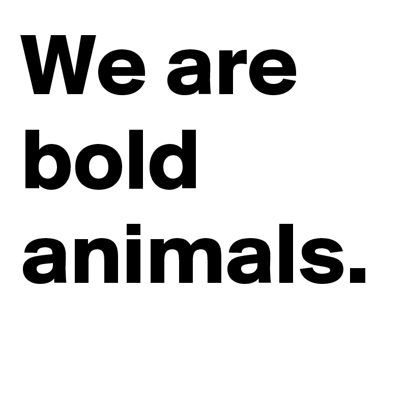 We are bold animals.