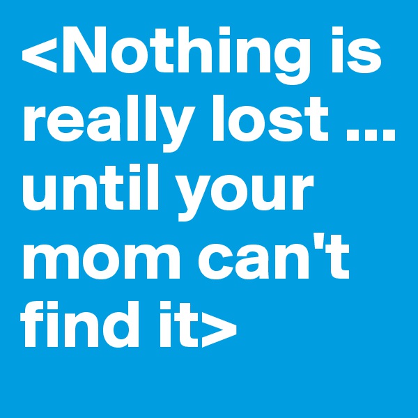 <Nothing is really lost ... until your mom can't find it>