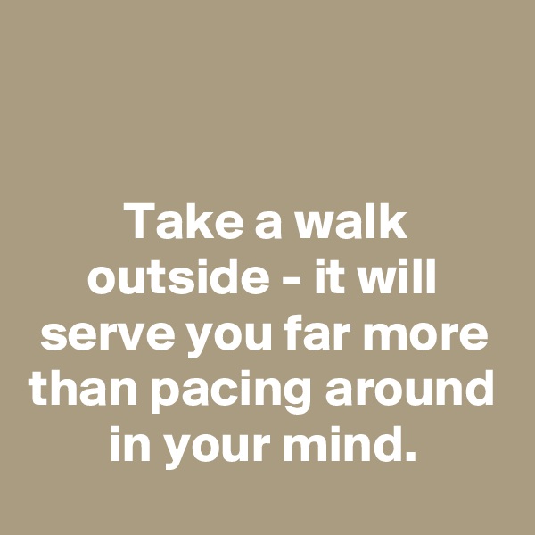 


Take a walk outside - it will serve you far more than pacing around in your mind.