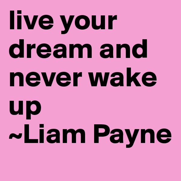 live your dream and never wake up
~Liam Payne